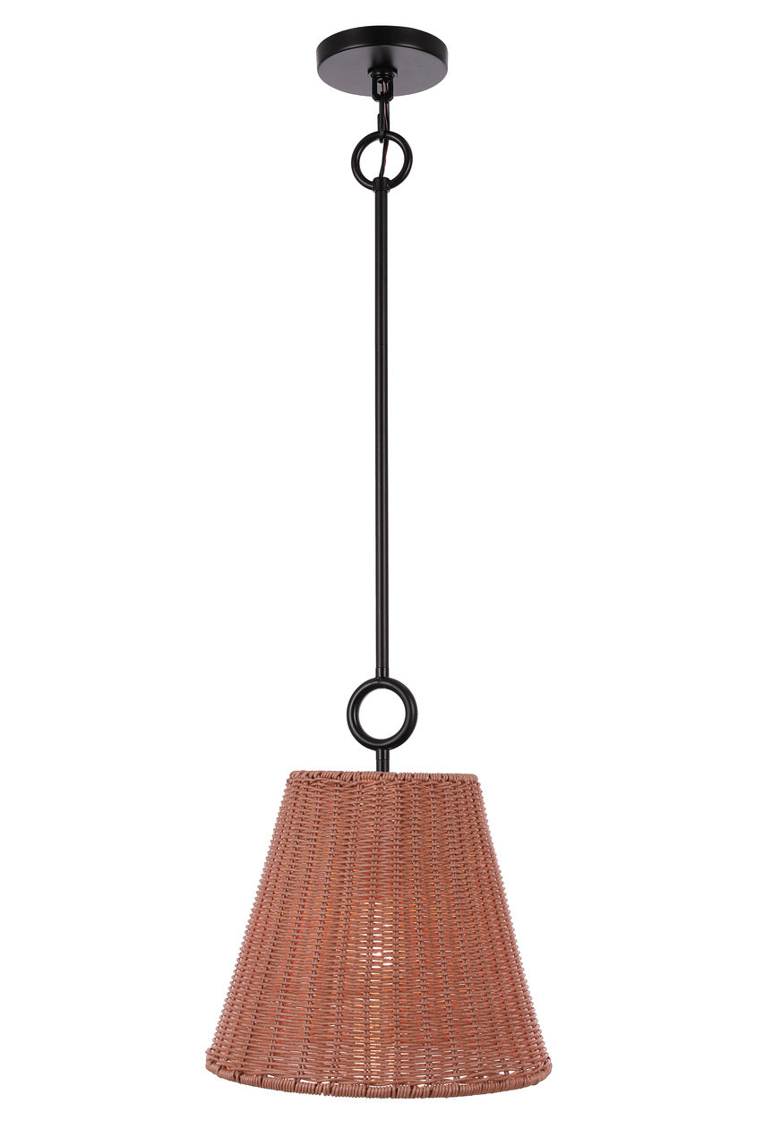 Kirsten Pendant in Flat Black / Natural Rattan Shade by Craftmade