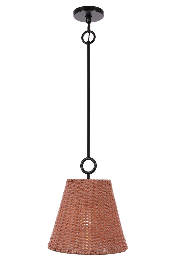 Kirsten Pendant in Flat Black / Natural Rattan Shade by Craftmade