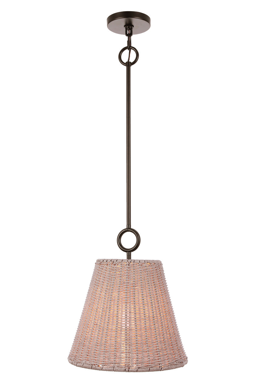 Kirsten Pendant in Flat Black / White Finished Rattan Shade by Craftmade