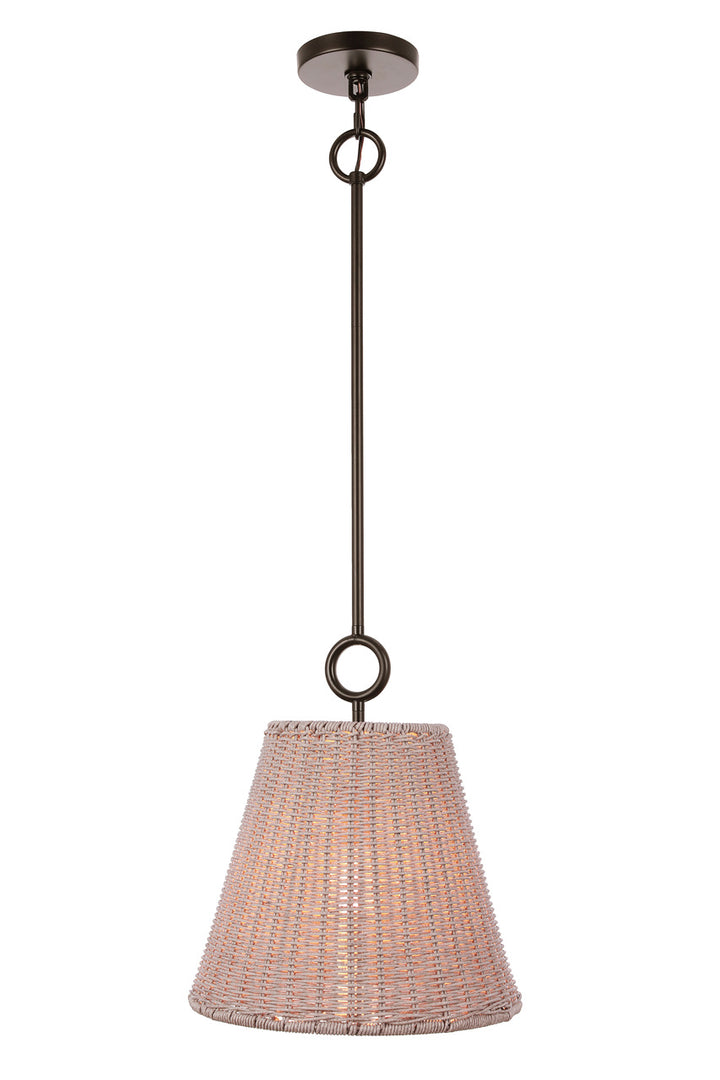 Kirsten Pendant in Flat Black / White Finished Rattan Shade by Craftmade