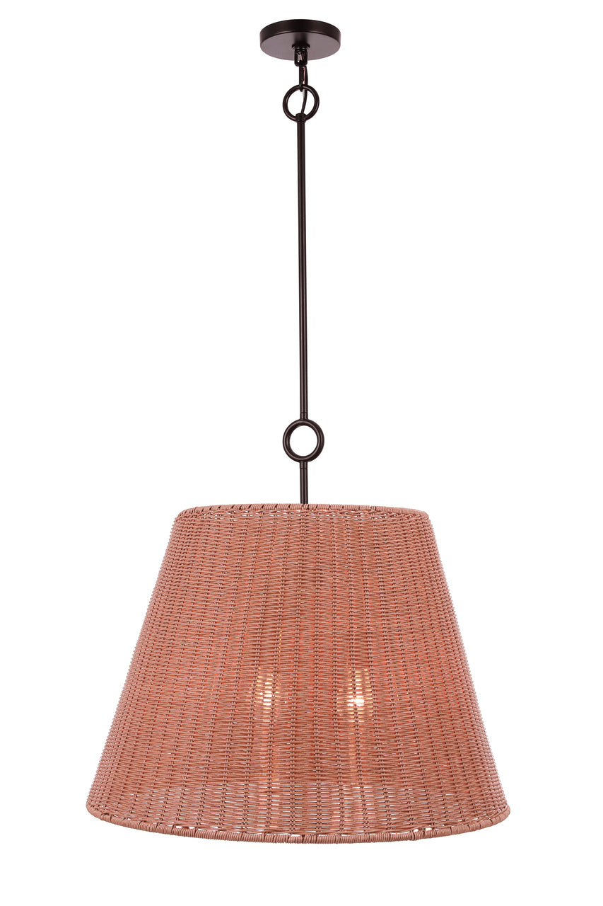 Kirsten Pendant in Flat Black / Natural Rattan Shade by Craftmade