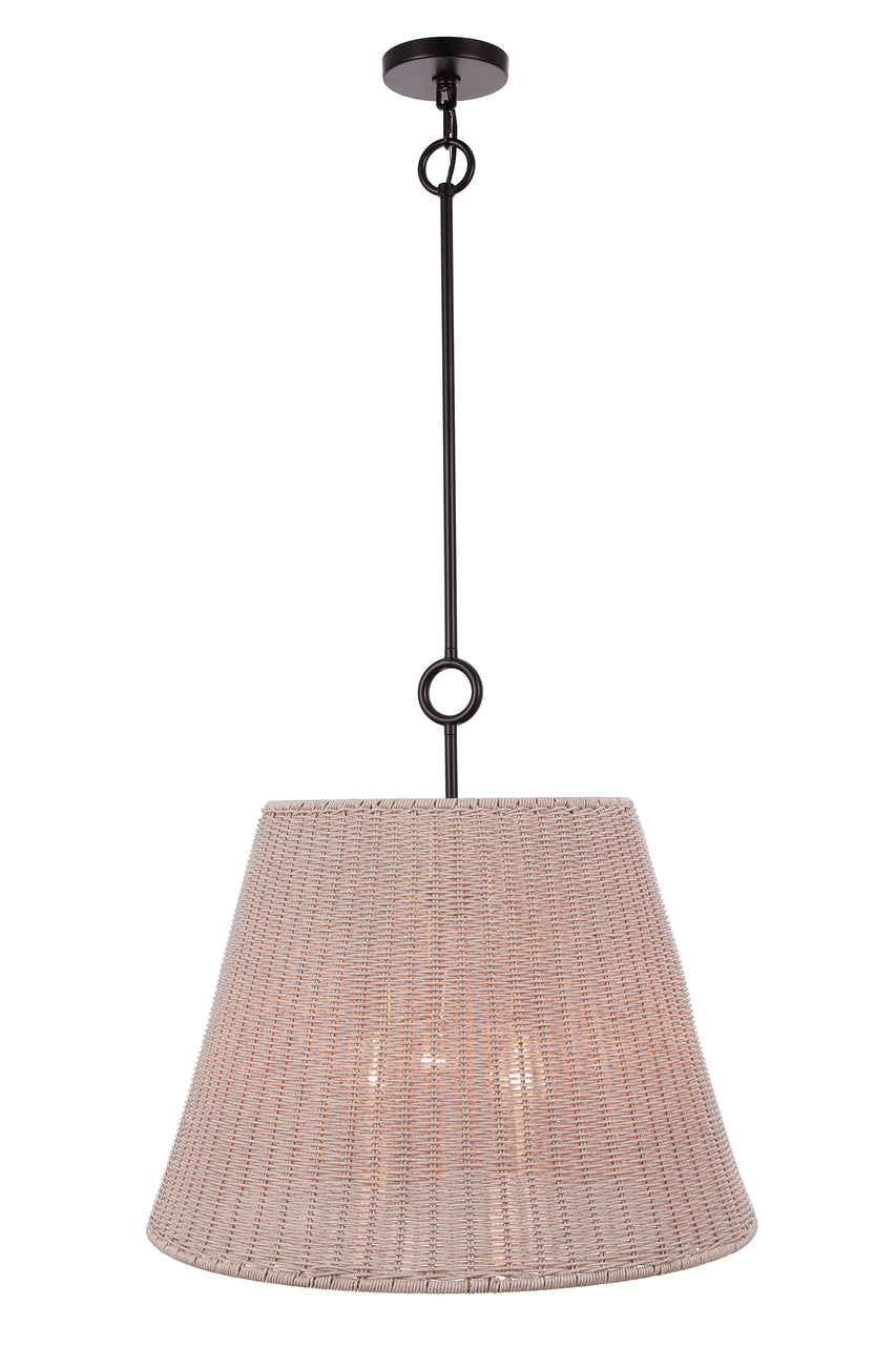 Kirsten Pendant in Flat Black / White Finished Rattan Shade by Craftmade