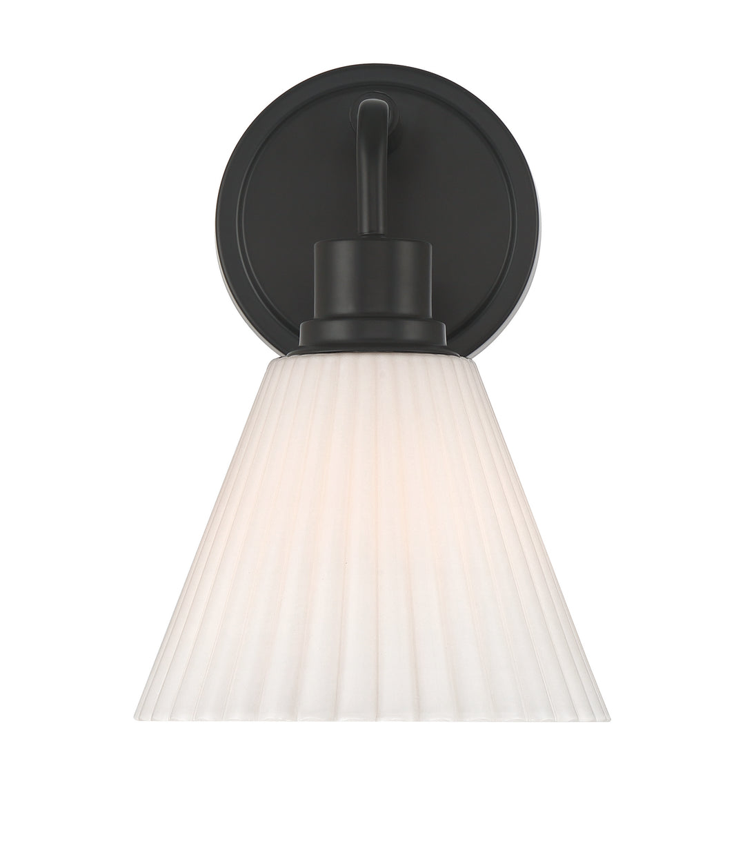 Pleated II Wall Sconce in Flat Black / Cased White Glass by Craftmade