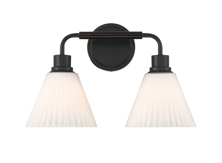 Pleated II Vanity Light in Flat Black / Cased White Glass by Craftmade