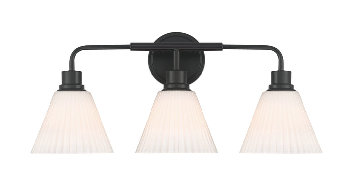 Pleated II Vanity Light in Flat Black / Cased White Glass by Craftmade