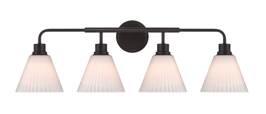 Pleated II Vanity Light in Flat Black / Cased White Glass by Craftmade