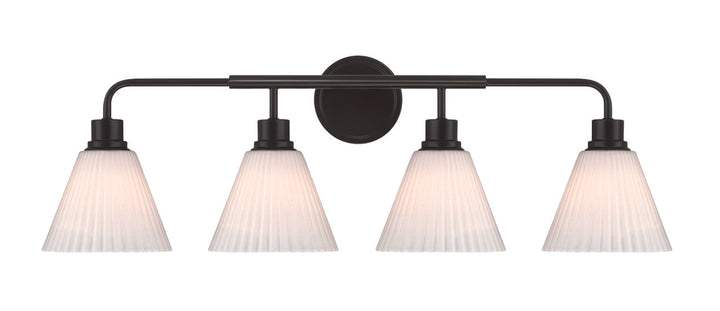 Pleated II Vanity Light in Flat Black / Cased White Glass by Craftmade