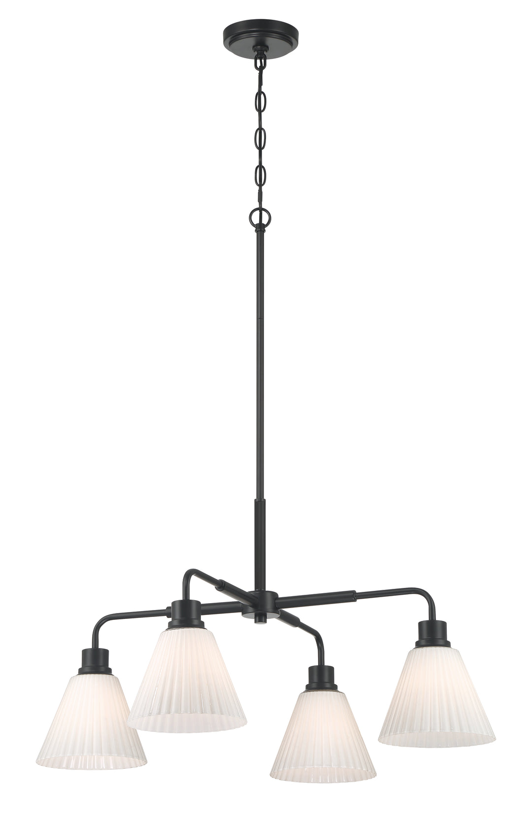 Pleated II Chandelier in Flat Black / Cased White Glass by Craftmade