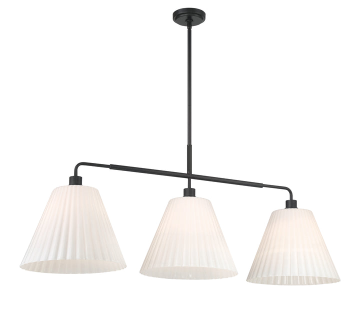 Pleated II 3-Light Island Light in Flat Black / Cased White Glass by Craftmade