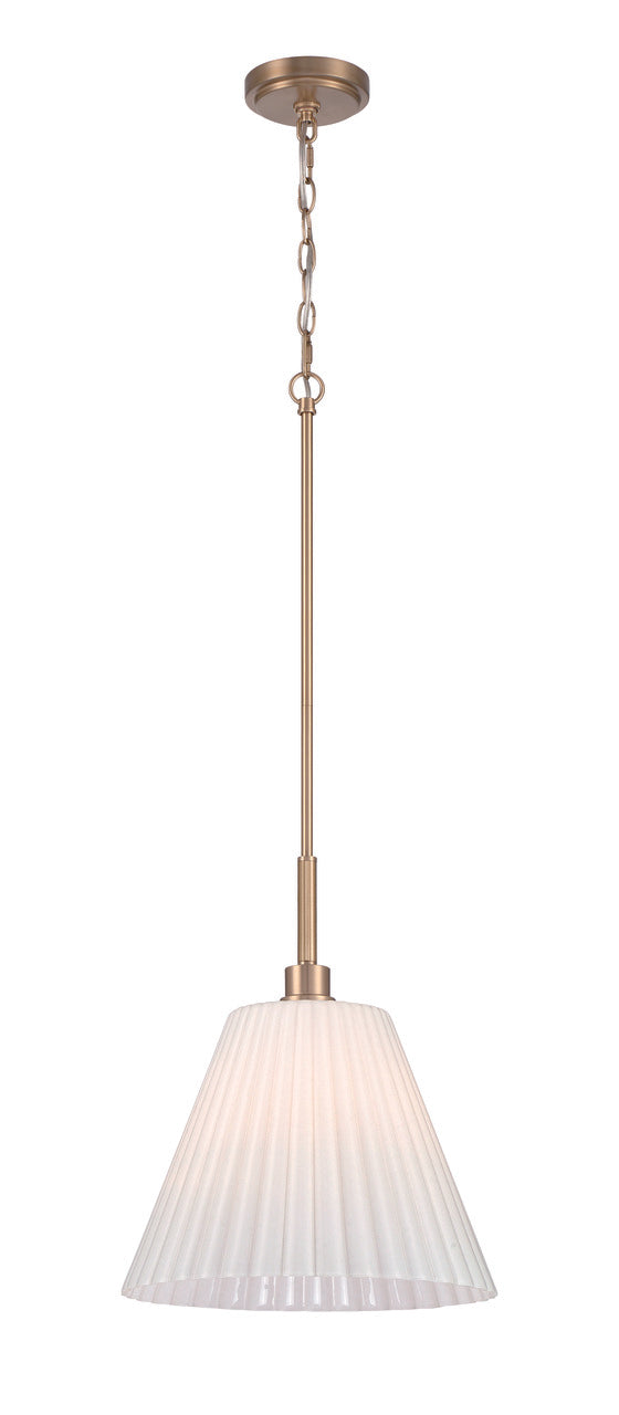 Pleated II Pendant in Premium Bronze / Cased White Glass by Craftmade