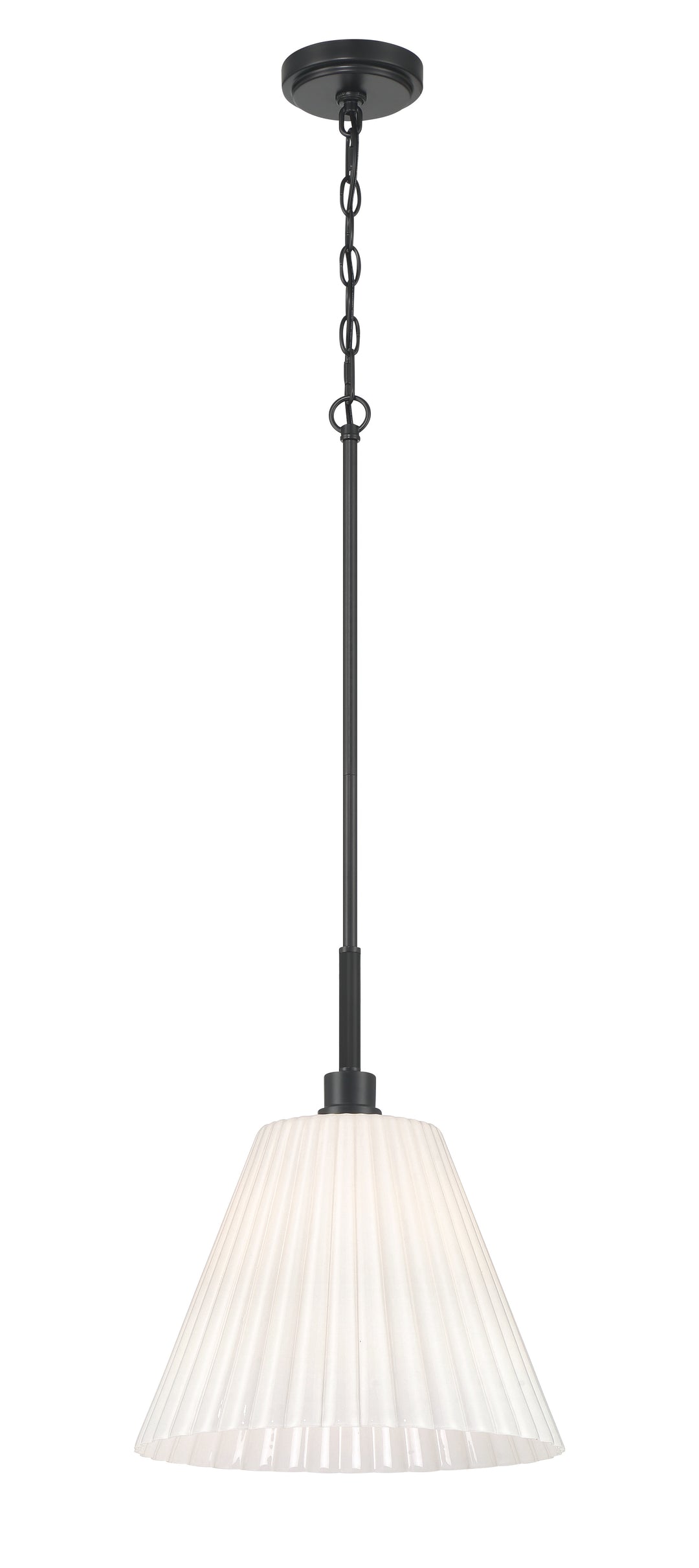 Pleated II Pendant in Flat Black / Cased White Glass by Craftmade