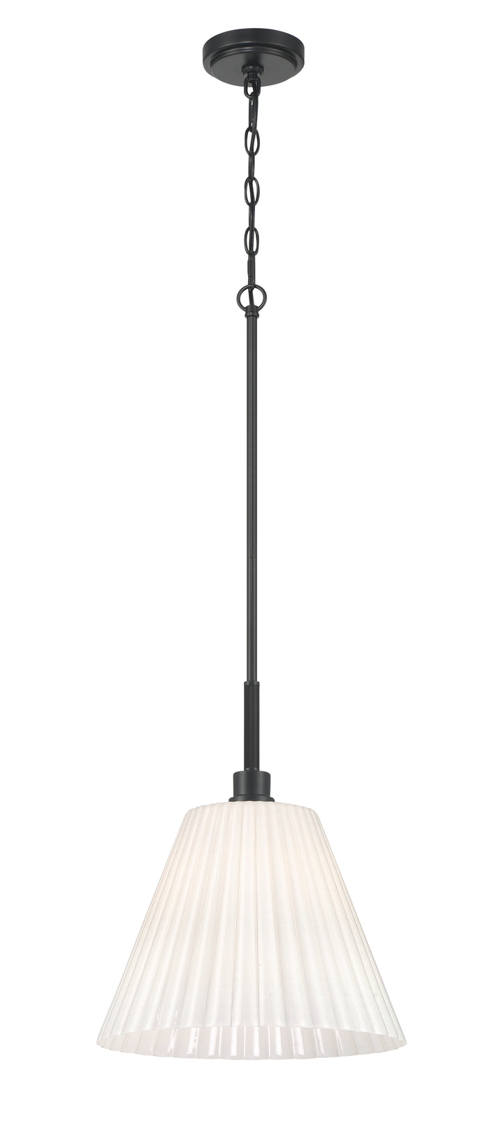 Pleated II Pendant in Flat Black / Cased White Glass by Craftmade