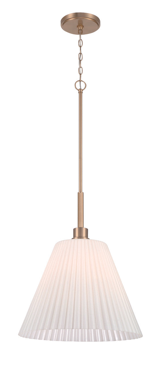Pleated II Pendant in Premium Bronze / Cased White Glass by Craftmade