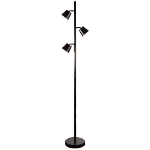 Modern 3 Light Floor Lamp in Black by Dainolite
