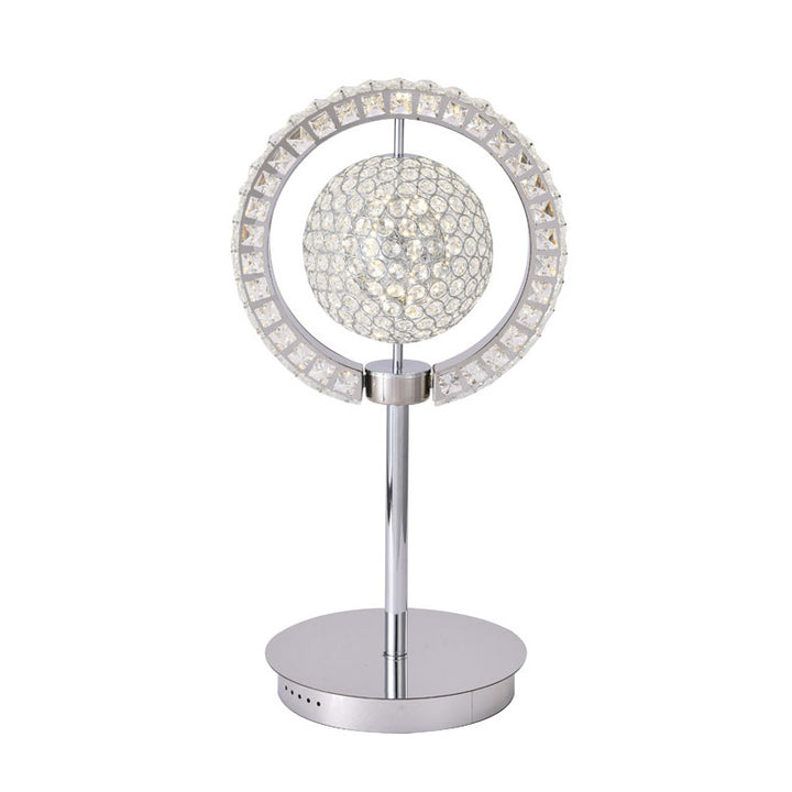 Frame Orb Table Lamp with Clear Crystals in Chrome by Bethel