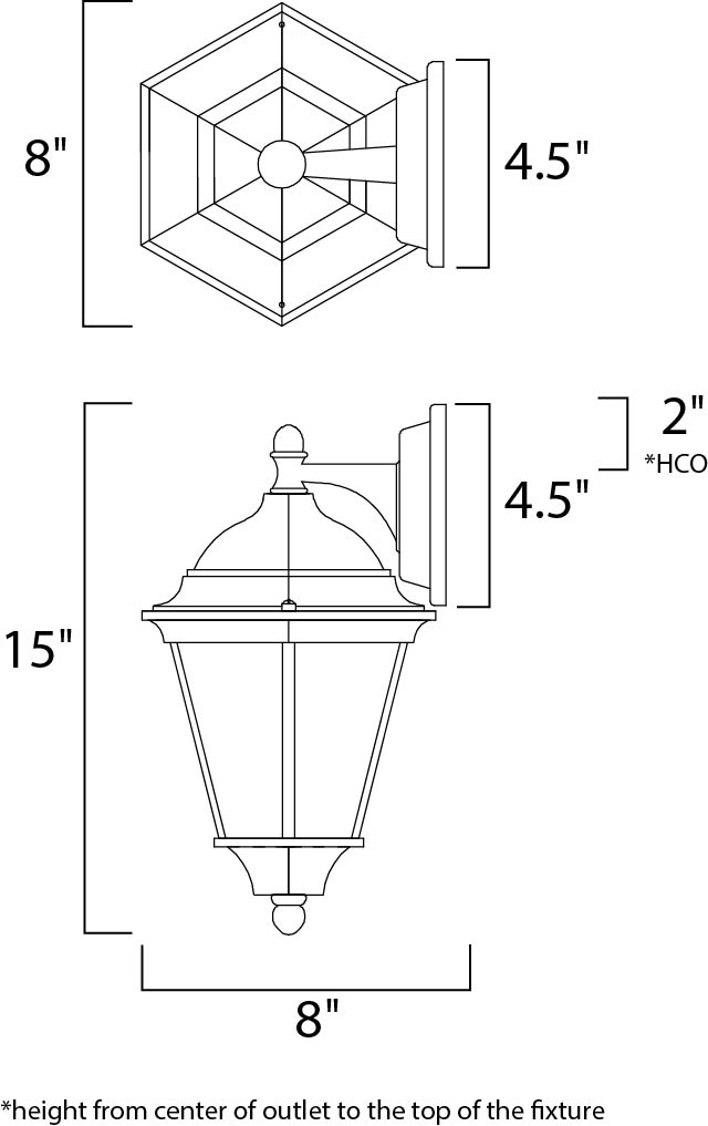 Westlake LED 1-Light Outdoor Wall Lantern dimensions diagram