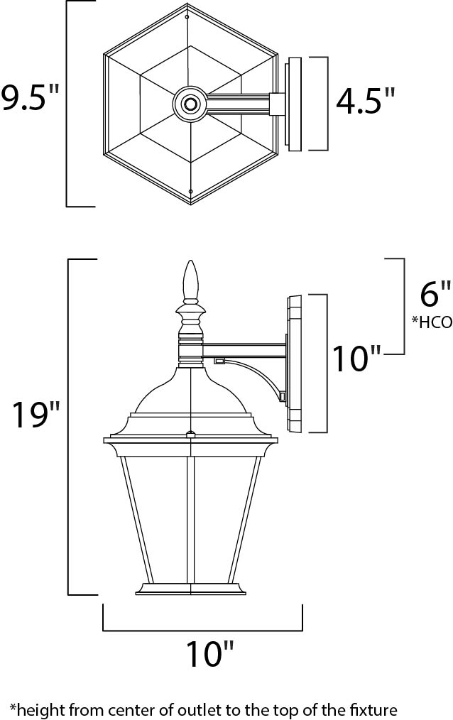 Westlake LED 1-Light Outdoor Wall Lantern dimensions diagram