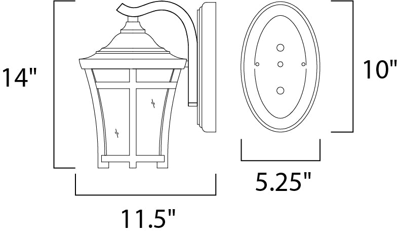 Balboa VX LED 1-Light Outdoor Wall Mount dimensions diagram