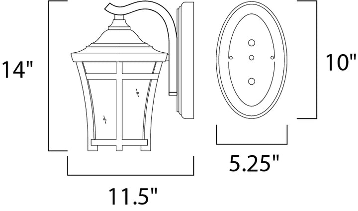 Balboa VX LED 1-Light Outdoor Wall Mount dimensions diagram