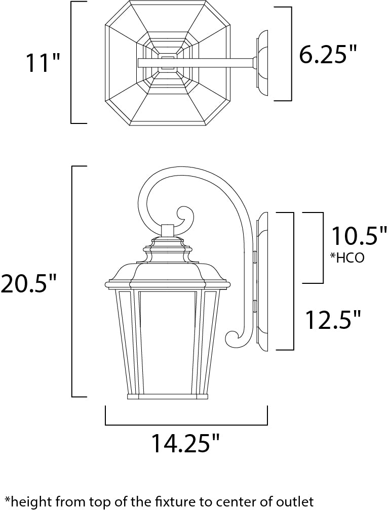 Radcliffe LED 1-Light Large Outdoor Wall dimensions diagram