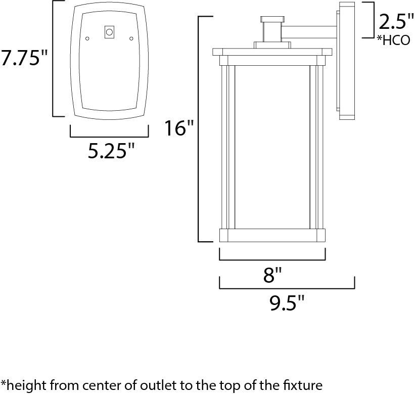 Terrace LED 1-Light Large Outdoor Wall dimensions diagram