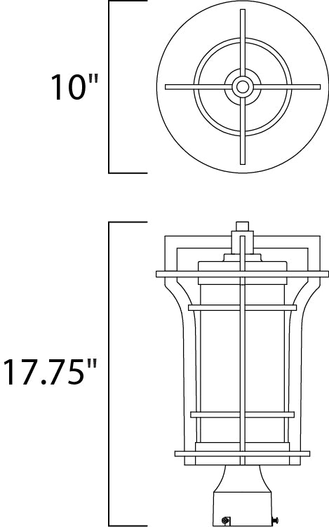 Oakville LED 1-Light Outdoor Pole/Post Lantern dimensions diagram