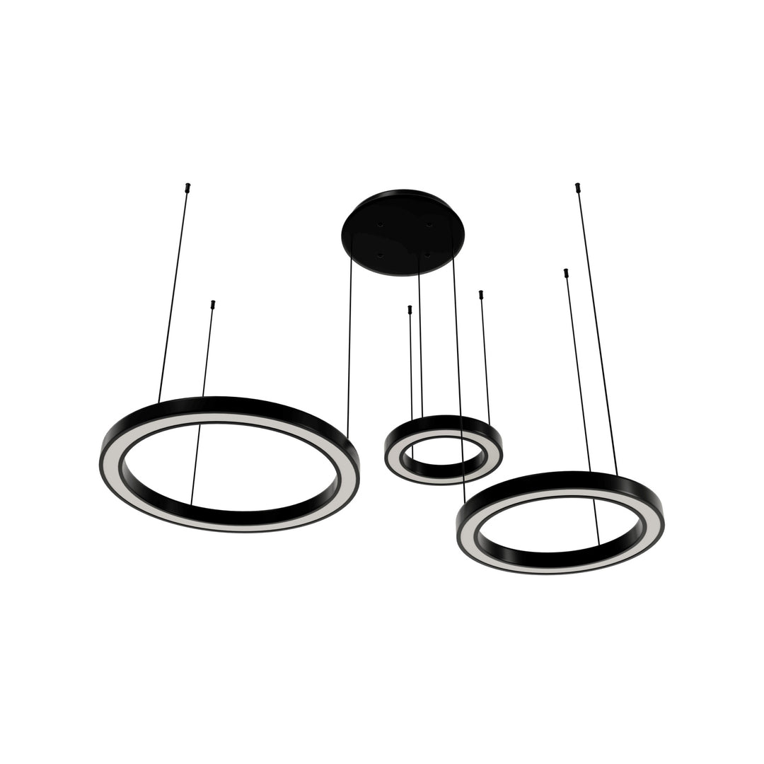 Aria 3-Ring LED Chandelier in Black Gunmetal Chrome by Avenue Lighting