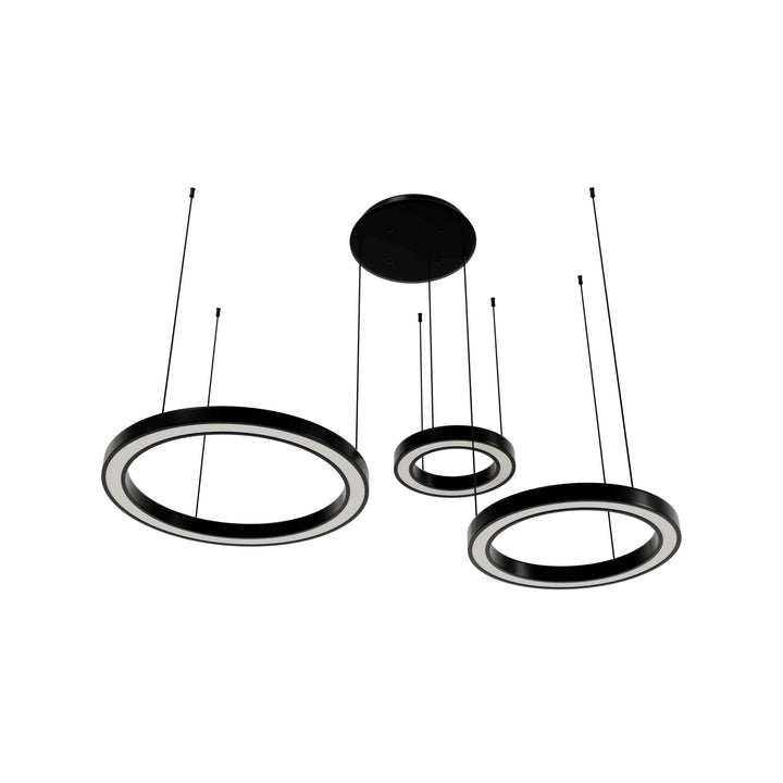 Aria 3-Ring LED Chandelier in Black Gunmetal Chrome by Avenue Lighting