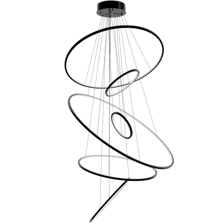 Aria 6-Ring LED Chandelier in Black Gunmetal by Avenue Lighting