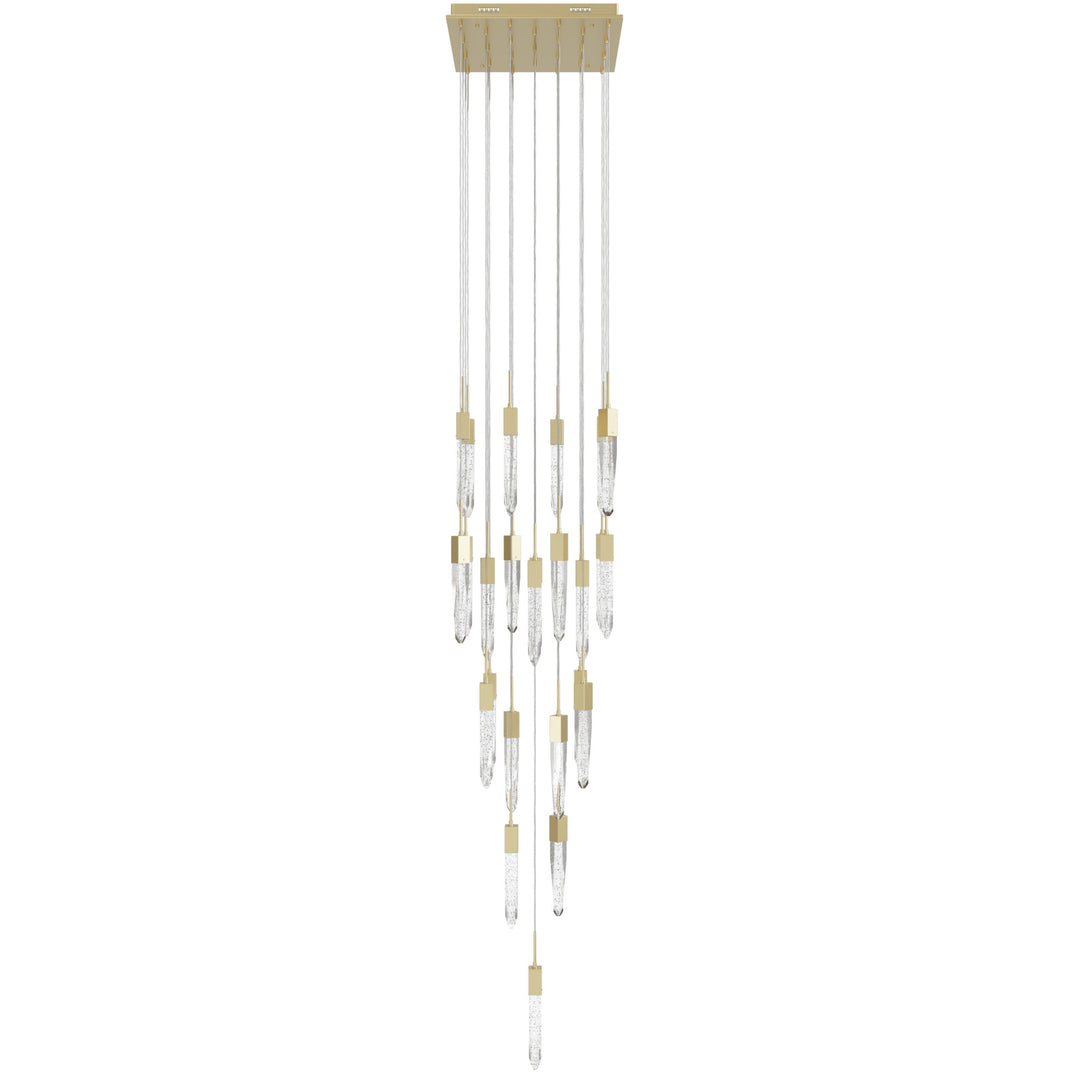 The Original Aspen Sputnik Chandelier in Brushed Brass/Bubbled Crystals by Avenue Lighting