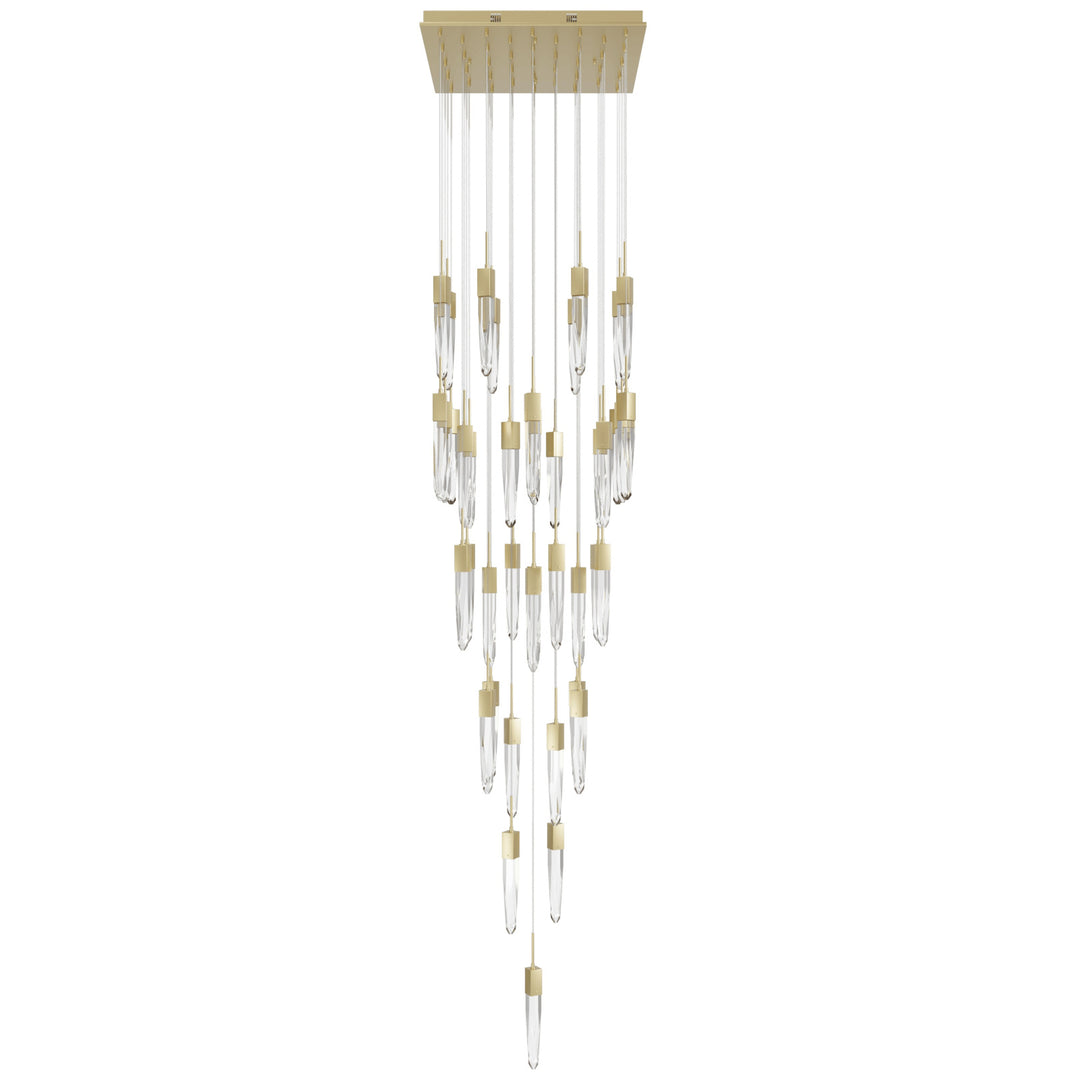 The Original Aspen Sputnik Chandelier in Brushed Brass/Clear Crystals by Avenue Lighting