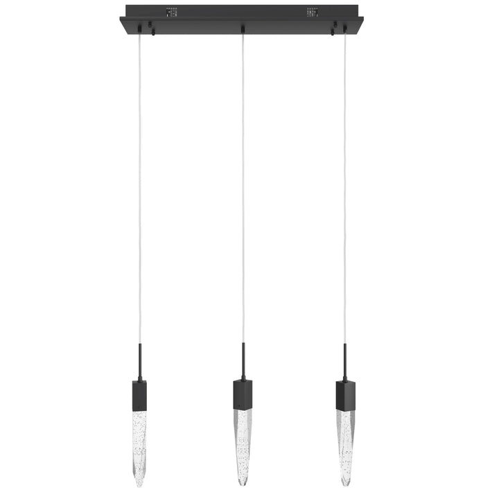 The Original Aspen LED Linear Pendant in Black/Bubbled Crystals by Avenue Lighting