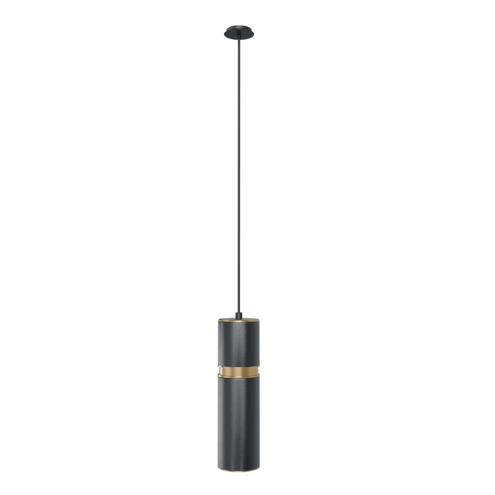 Cicada 10"H LED Pendant, Knurled Dark Grey and Brass