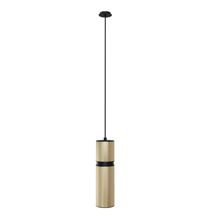 Cicada 10"H LED Pendant, Knurled Brass and Black