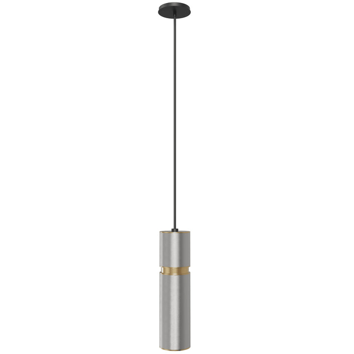 Cicada 10"H LED Pendant, Knurled Light Grey and Brass