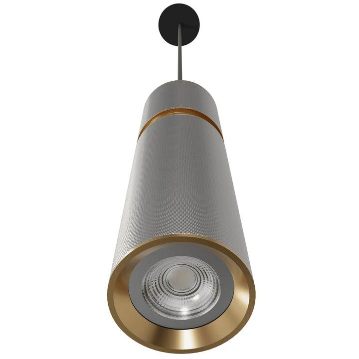 Cicada 10"H LED Pendant, Knurled Light Grey and Brass