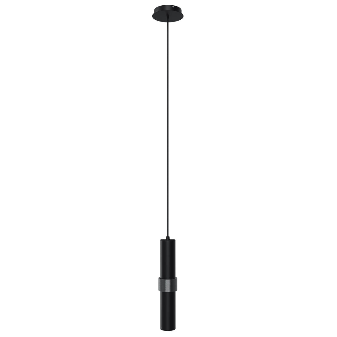 Cicada Cylinder LED Pendant in Knurled Black by Avenue Lighting