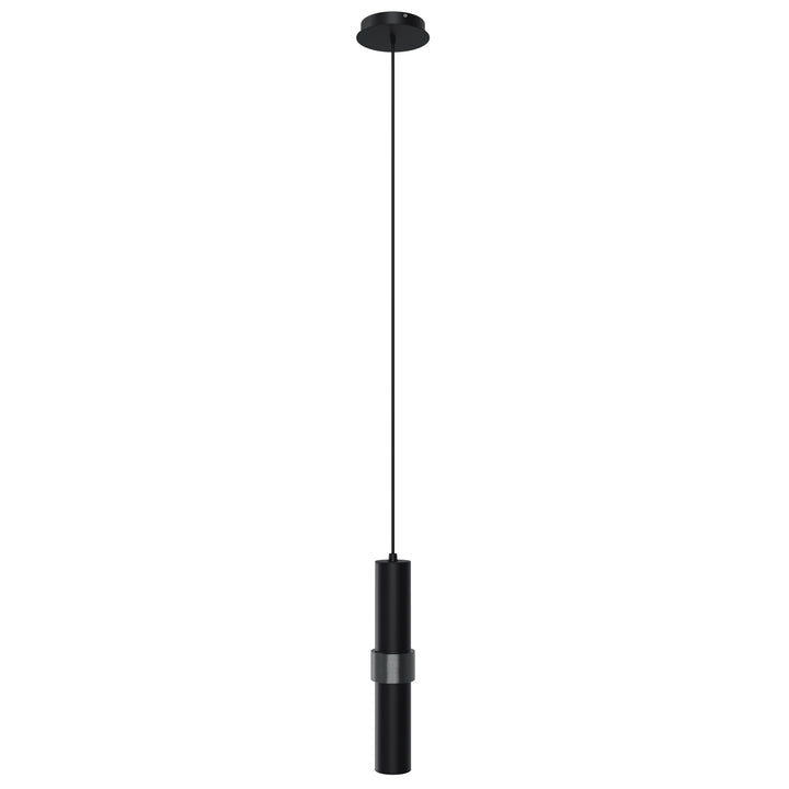 Cicada Cylinder LED Pendant in Knurled Black by Avenue Lighting