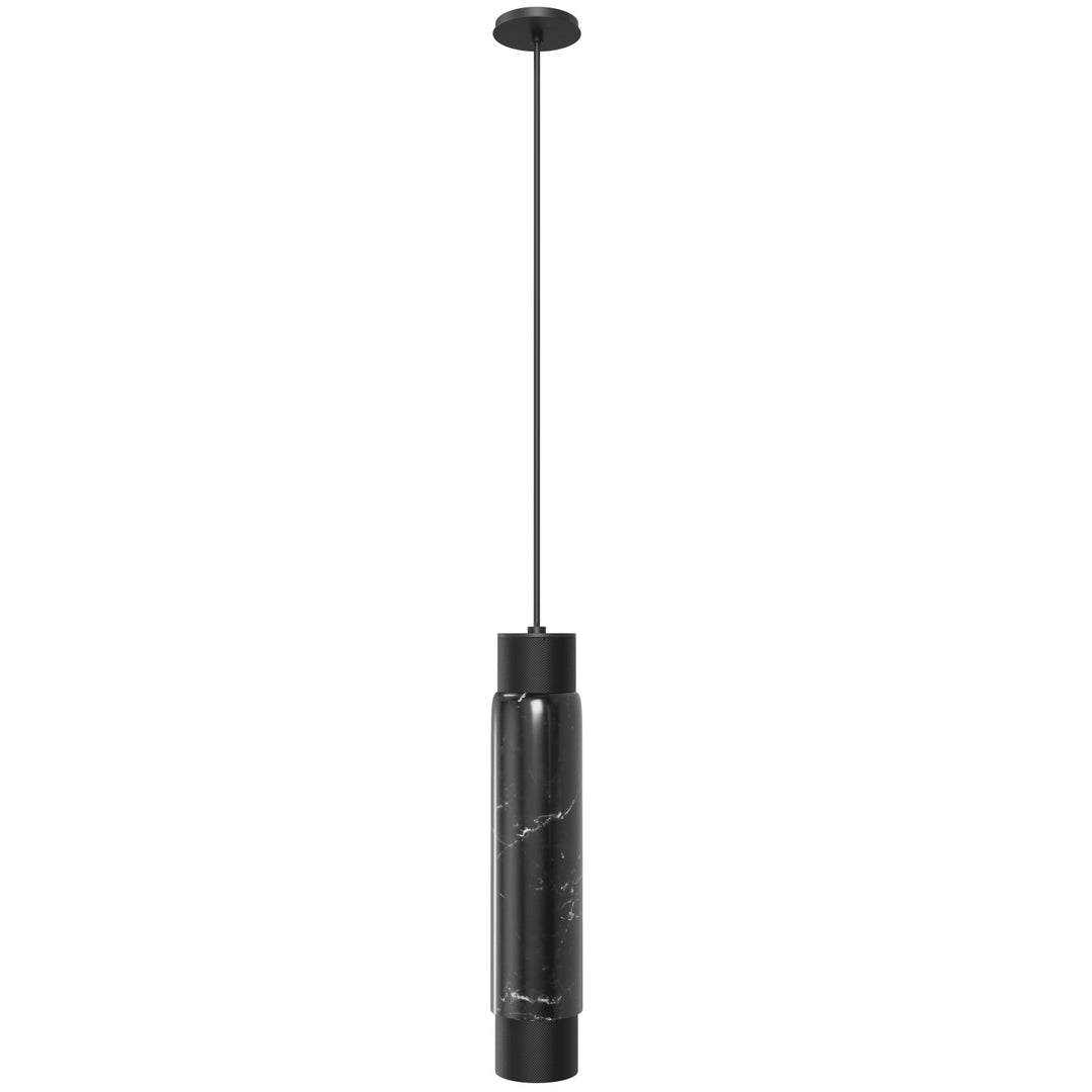 Cicada Cylinder LED Pendant in Black with Black Marble by Avenue Lighting