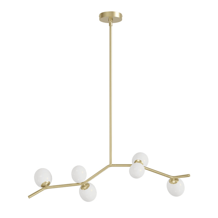 Hampton Chandelier in Brushed Brass/White Glass by Avenue Lighting