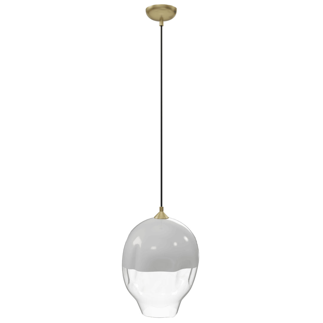 Sonoma Globe Pendant in Brushed Brass/White and Clear Glass by Avenue Lighting