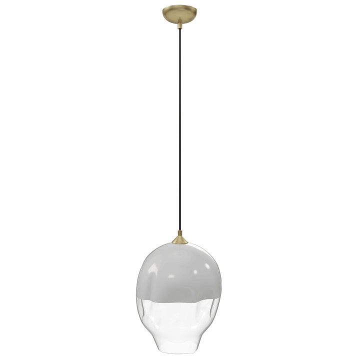 Sonoma Globe Pendant in Brushed Brass/White and Clear Glass by Avenue Lighting