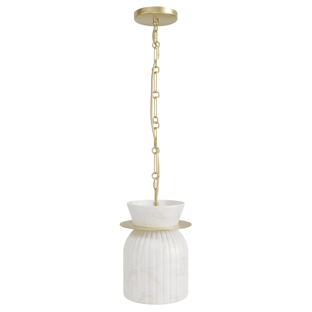 Westwood Alabaster Up/Down LED Pendant in Brushed Brass by Avenue Lighting