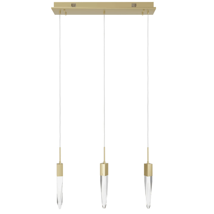 The Original Aspen LED Linear Pendant in Brushed Brass/Clear Crystals by Avenue Lighting