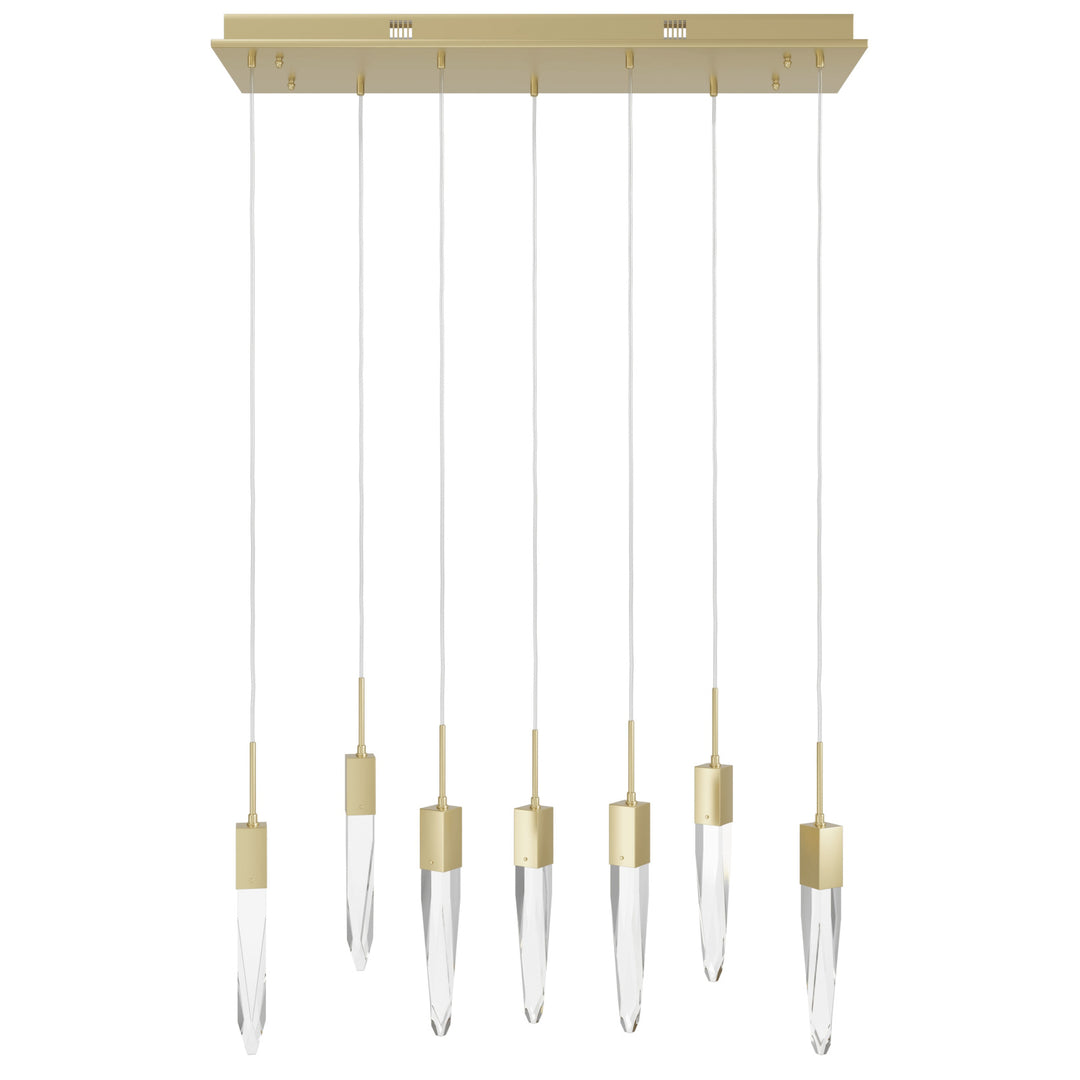 Aspen LED Chandelier in Brushed Brass/Clear Crystals by Avenue Lighting
