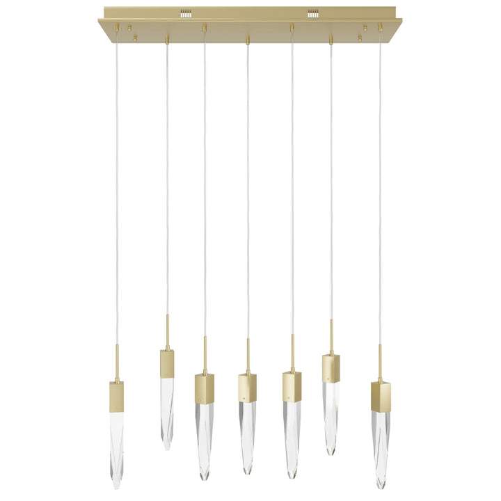 Aspen LED Chandelier in Brushed Brass/Clear Crystals by Avenue Lighting