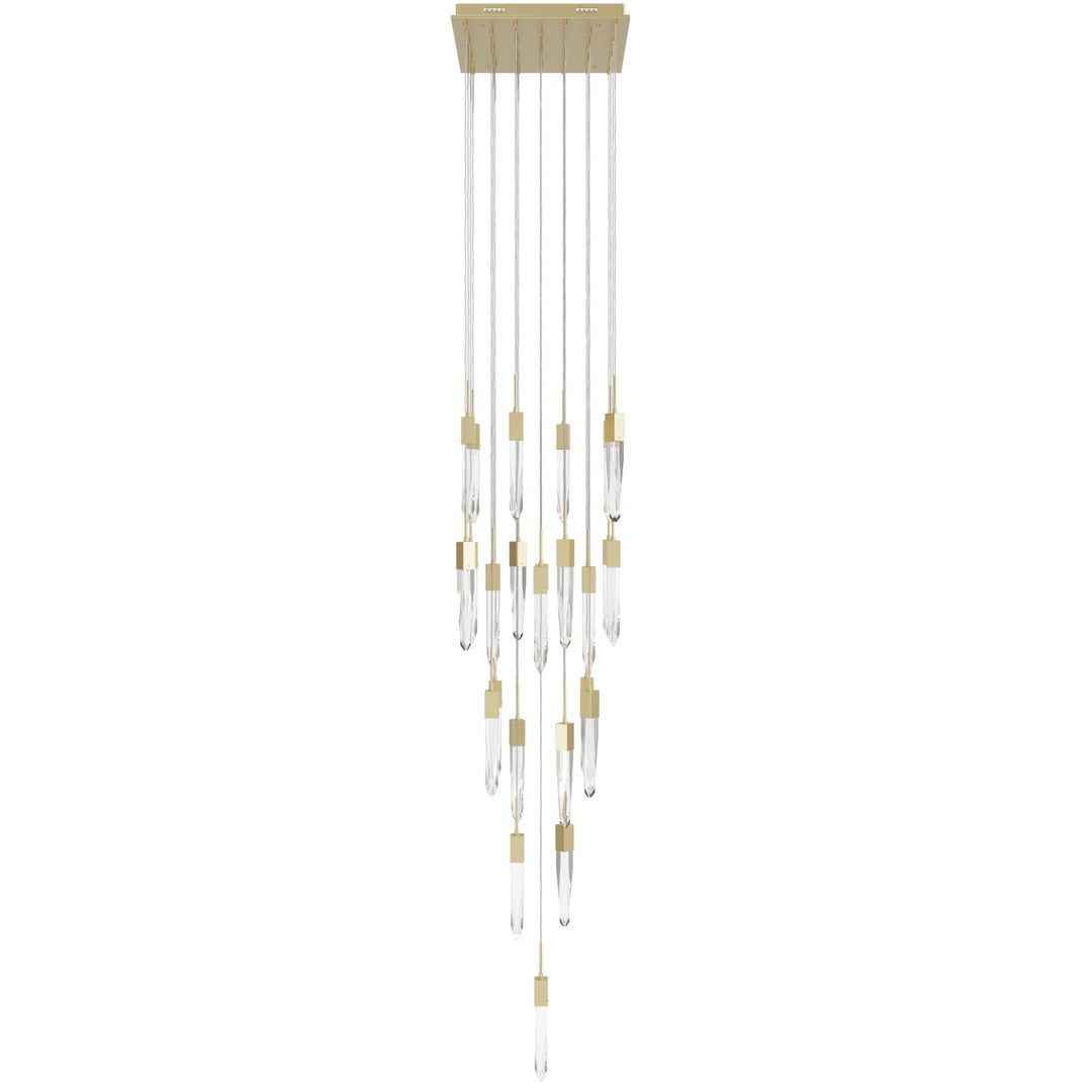 The Original Aspen Sputnik Chandelier in Brushed Brass/Clear Crystals by Avenue Lighting