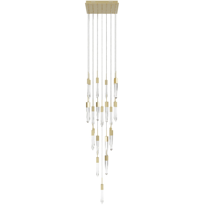 The Original Aspen Sputnik Chandelier in Brushed Brass/Clear Crystals by Avenue Lighting