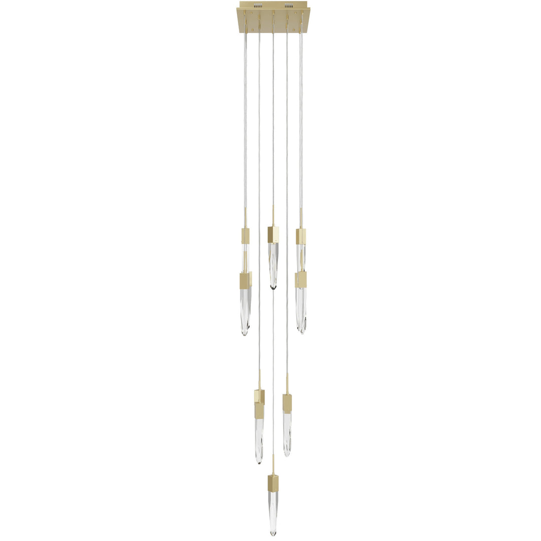 The Original Aspen Sputnik Chandelier in Brushed Brass/Clear Crystals by Avenue Lighting