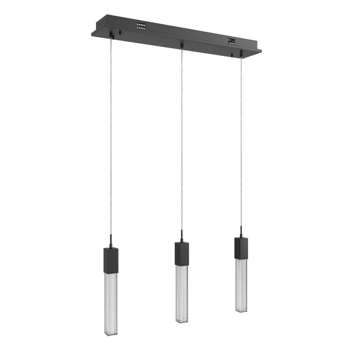 Boa LED Linear Pendant in Black/Studded Crystals by Avenue Lighting
